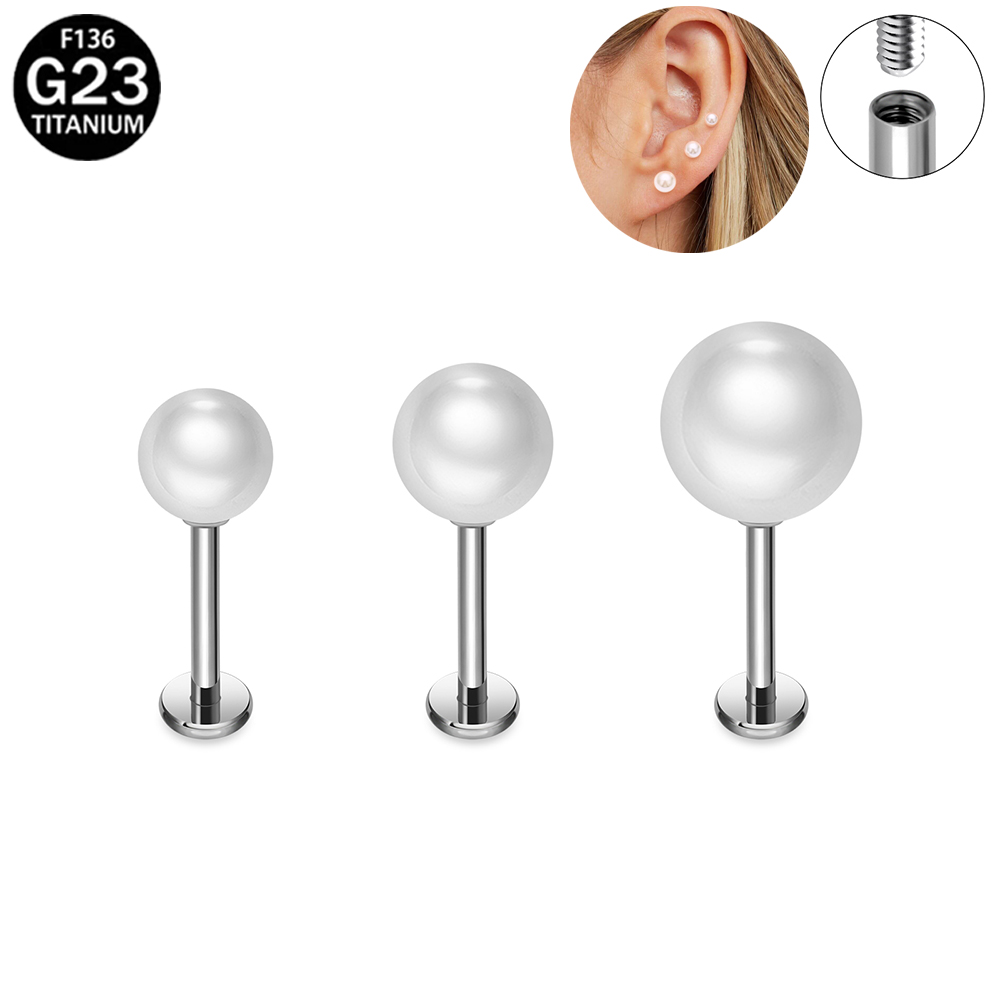 Flat Back Labret Stud - ASTM F136 티타늄 진주 귀걸이 여성용