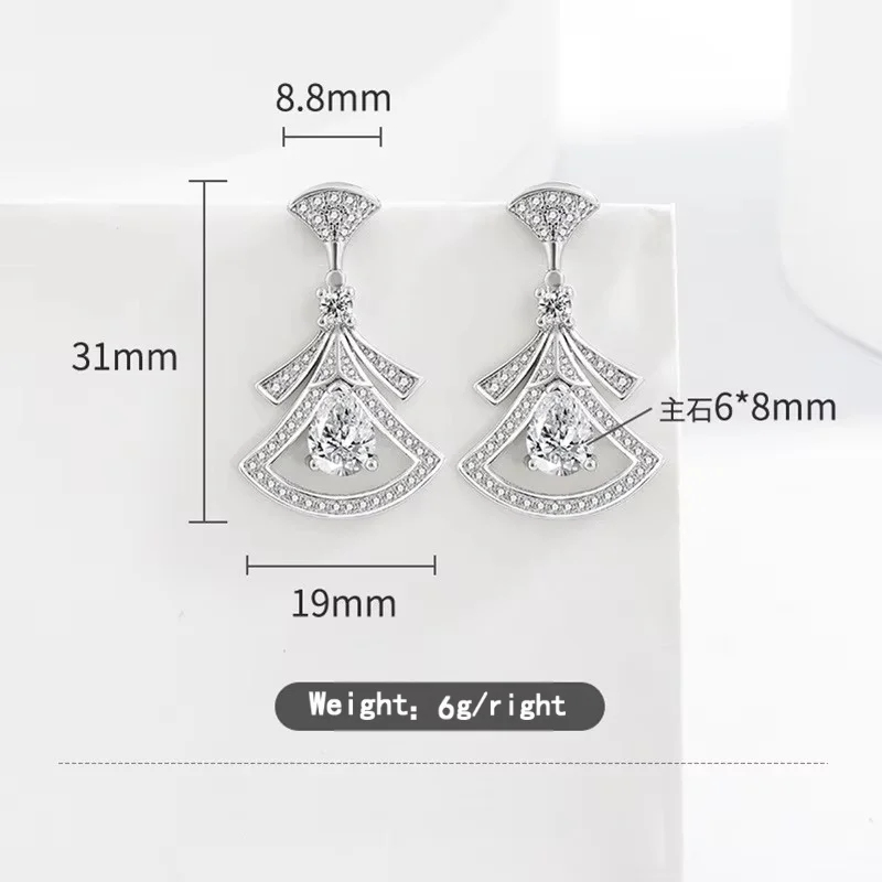 Body Jewelry Lot - 절묘한 다이아몬드 세팅 부채 모양의 925