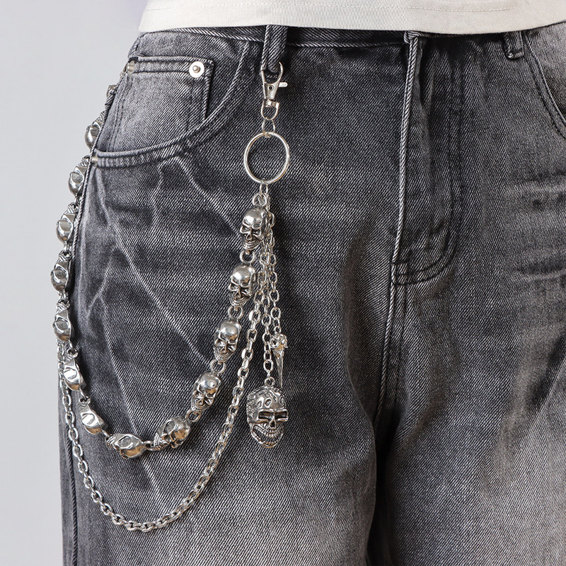 Body Jewelry Waist - 멀티 레이어 스컬 비즈 팬츠 체인