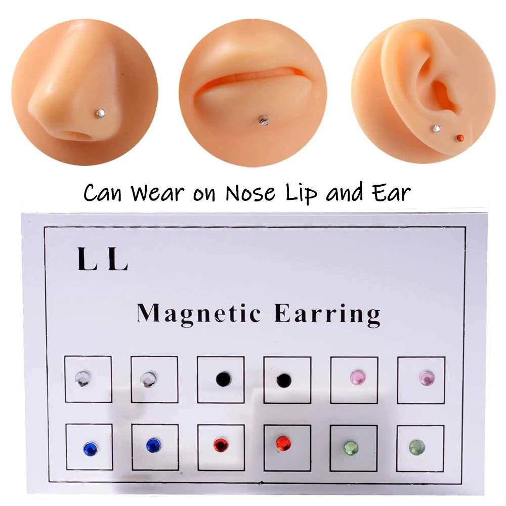 Body Jewelry Cartilage Earrings - 12PCS/카드 가짜 사기꾼 비 피어싱 자석