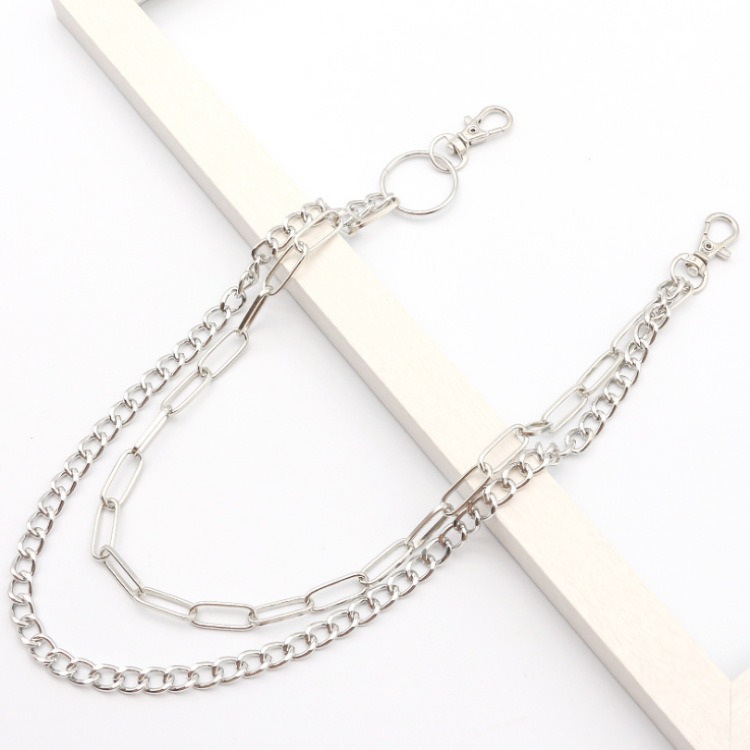 Body Jewelry High Quality - 더블 체인 메탈 서클 팬츠 체인