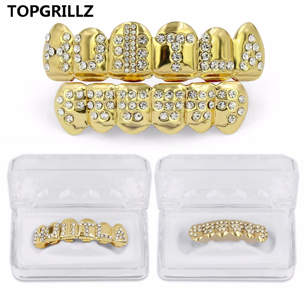 Body Jewelry Lot - TOPGRILLZ-골드 컬러 도금 아이스 글자 CZ