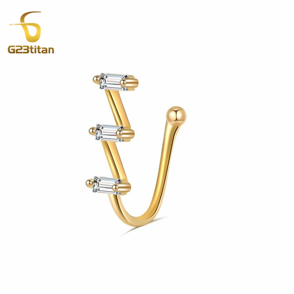 Body Jewelry Cartilage Earrings - 여성용 가짜 코 피어싱 링, 골든