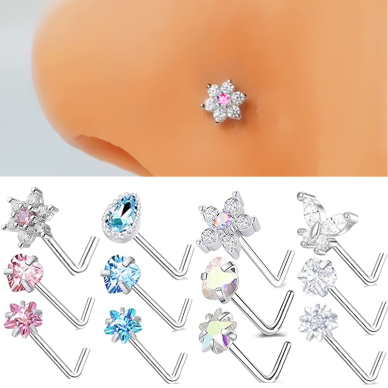 Body Jewelry Indian - 3PC 스테인레스 스틸 꽃 모양 코