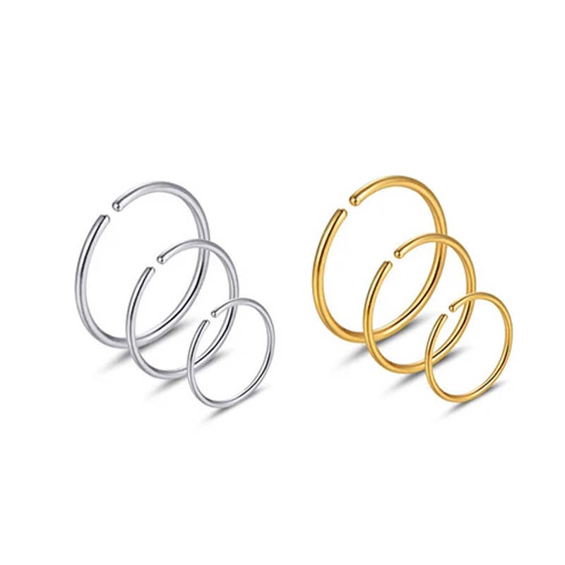Body Jewelry Lot - 6개/세트 저자극성 코링 후프 316L 외과용