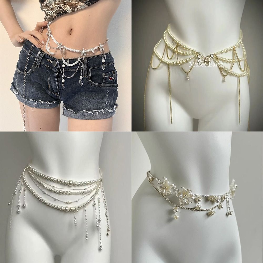 Body Jewelry Women - 패션 우아한 진주 허리 체인 허리
