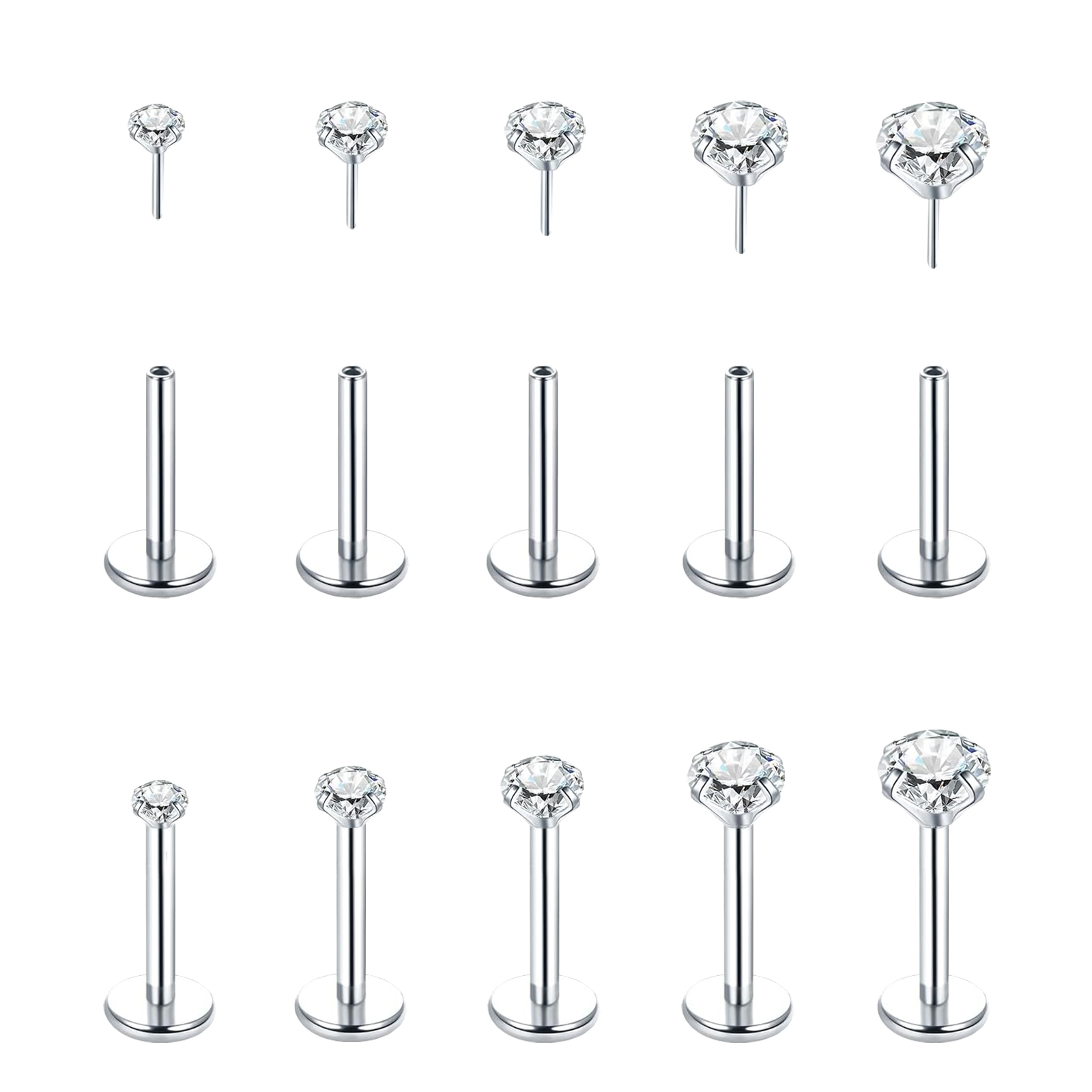 Flat Back Labret Stud - 5Pcs 스테인레스 스틸 귀걸이 연골 트라거스