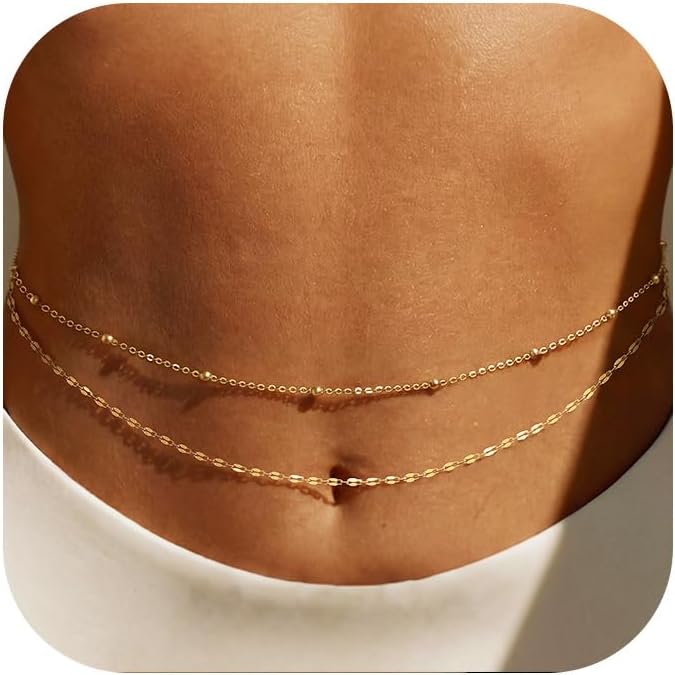 Body Jewelry By The Chain Gang - 14K 금도금 허리 체인 여성용 레이어드