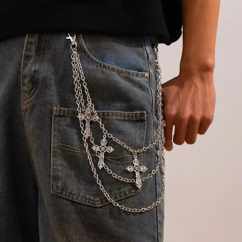 패션 펑크 메탈 팬츠 체인 힙합 허리 체인 십자가 펜던 - Body Jewelry Women 리뷰 및 가격