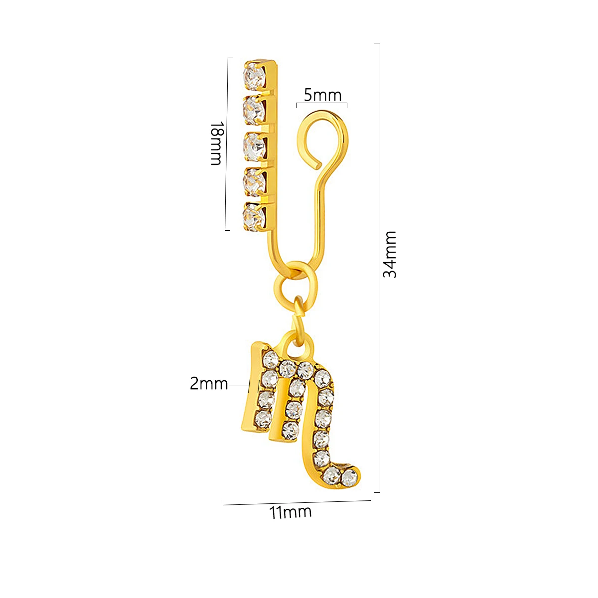 금속 지르콘 12 조디악 이어 클립, 비 천공 가짜 코 - Body Jewelry Cartilage Earrings 리뷰 및 가격