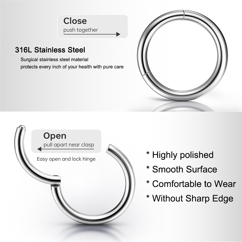 16G 316L 수술용 스틸 힌지 클리커 코/격막 링, - Body Jewelry Cartilage Earrings 리뷰 및 가격