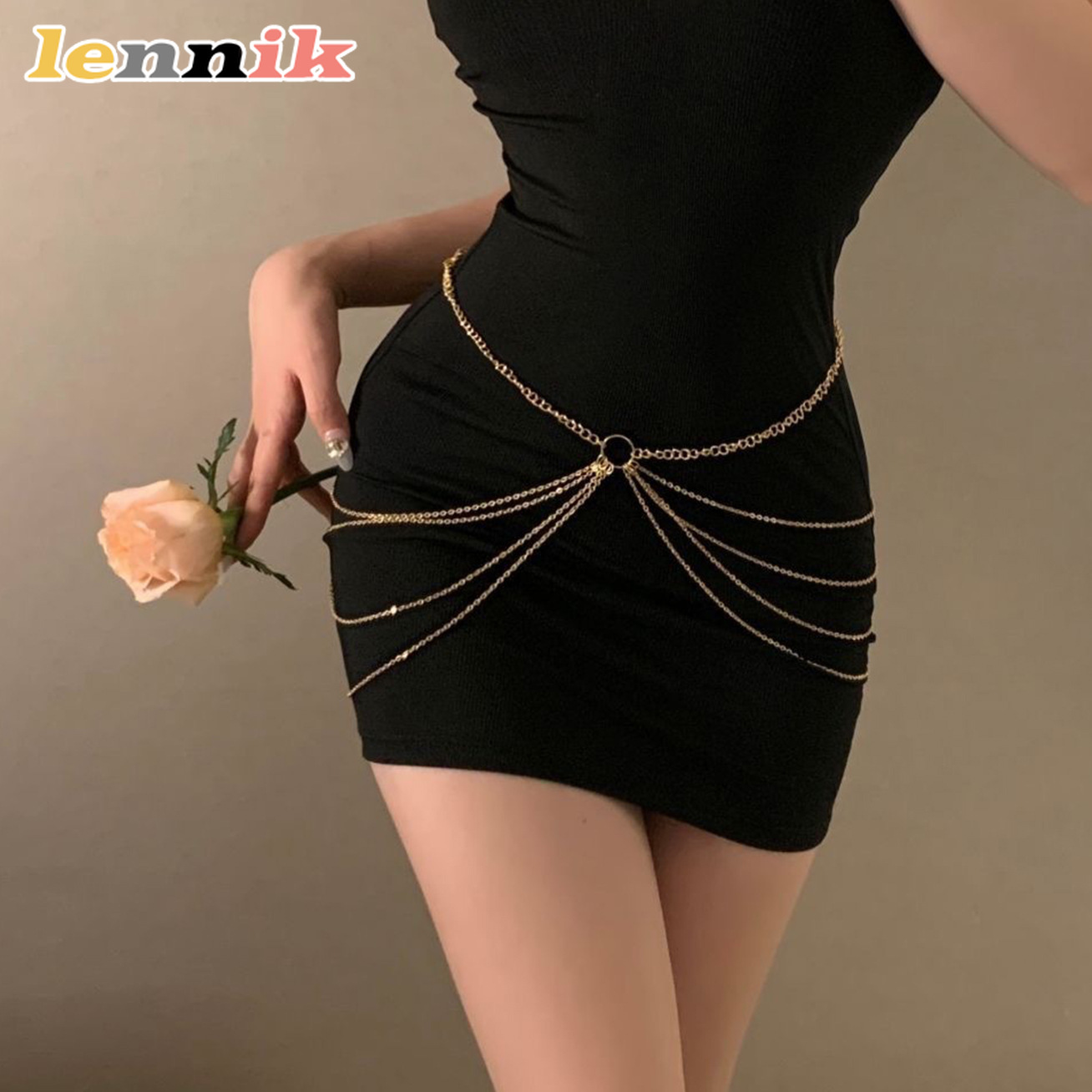 LENNIK 태슬 메탈 멀티 레이어 허리 체인, 여성용 - Body Jewelry Women 리뷰 및 가격