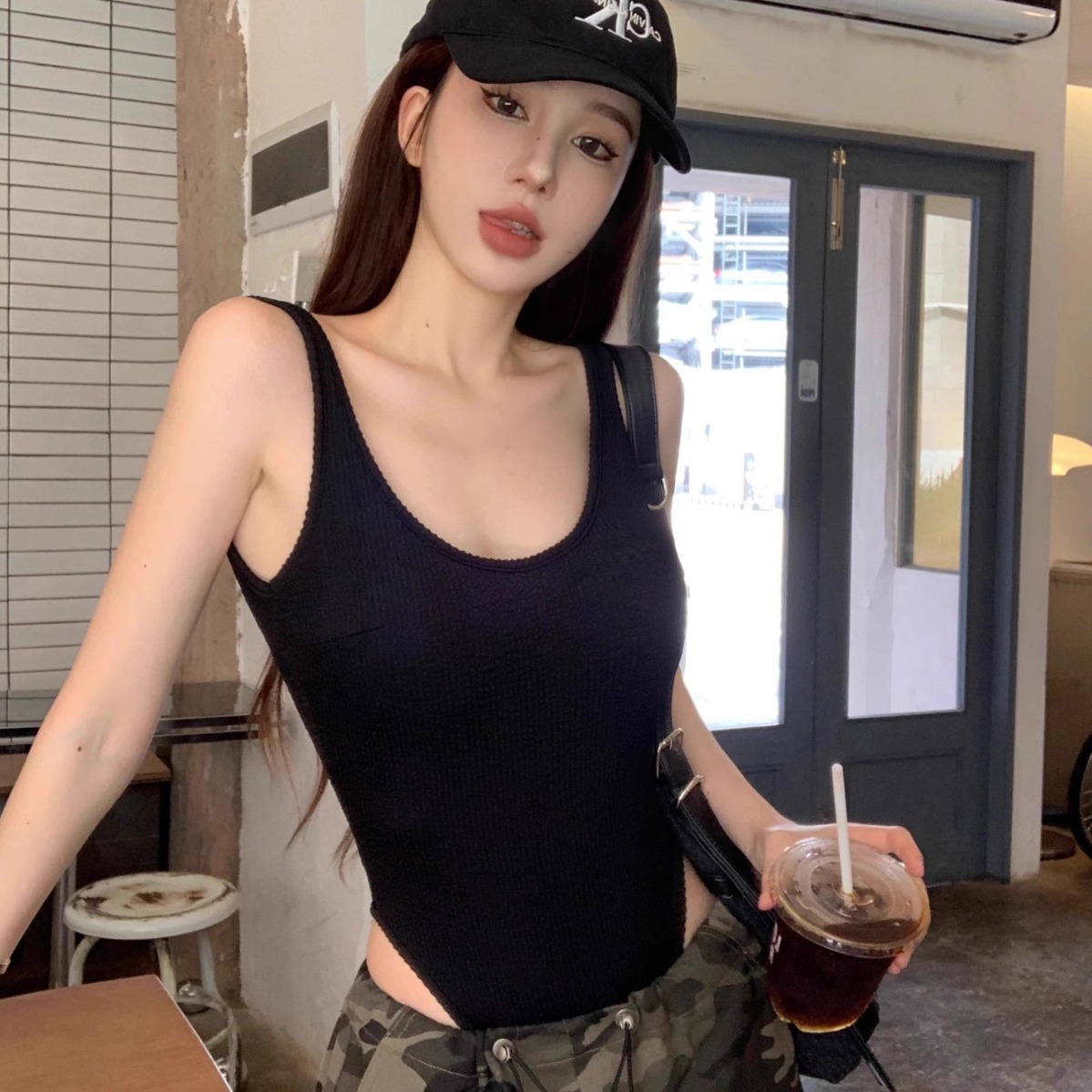 블랙 스트랩 바디수트 섹시한 백리스 리브 바디수트 롬퍼 - Body Jewelry Women 리뷰 및 가격