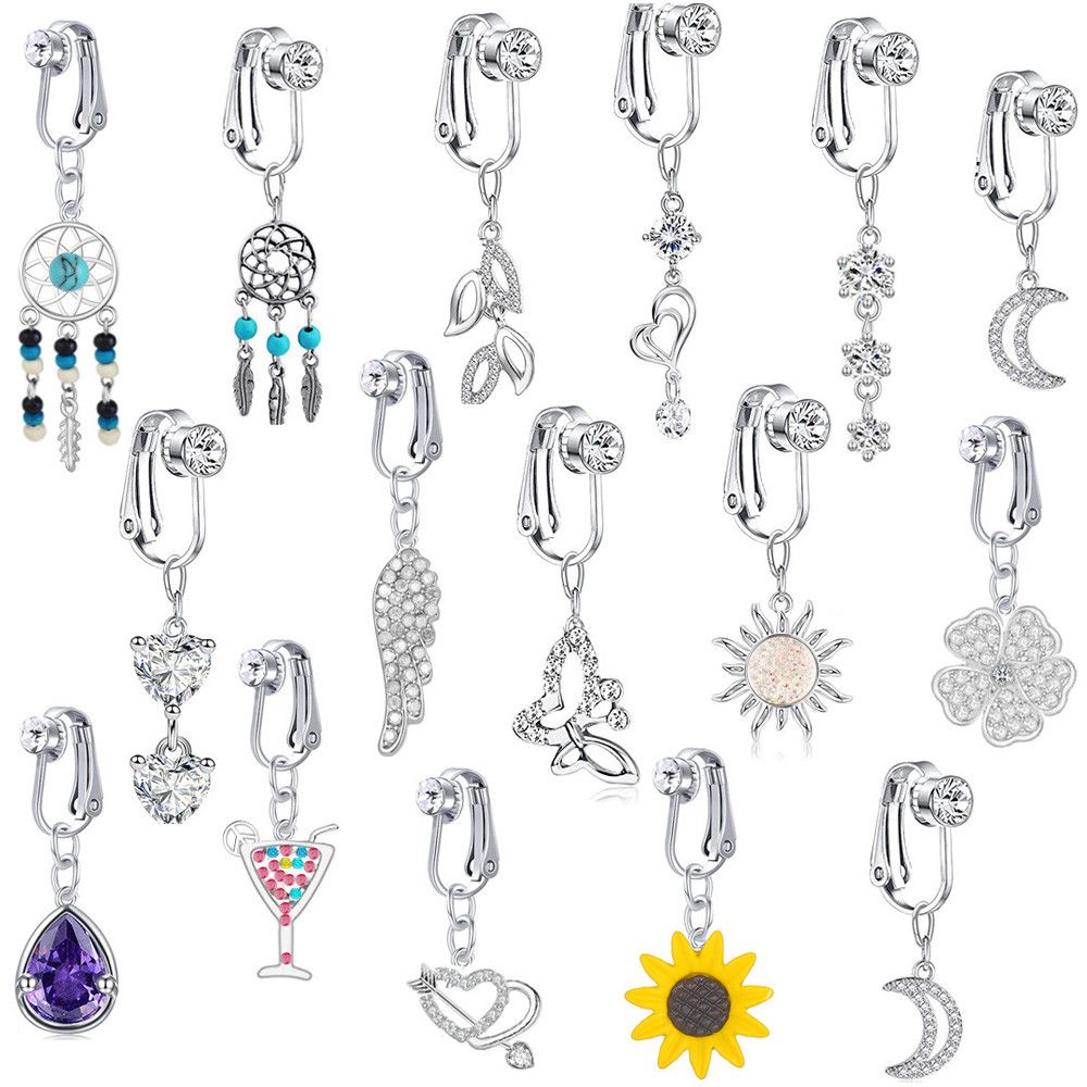 가짜 배꼽 나비 피어싱 하트 클립, 배꼽 가짜 피어싱  - Body Jewelry Cartilage Earrings 리뷰 및 가격