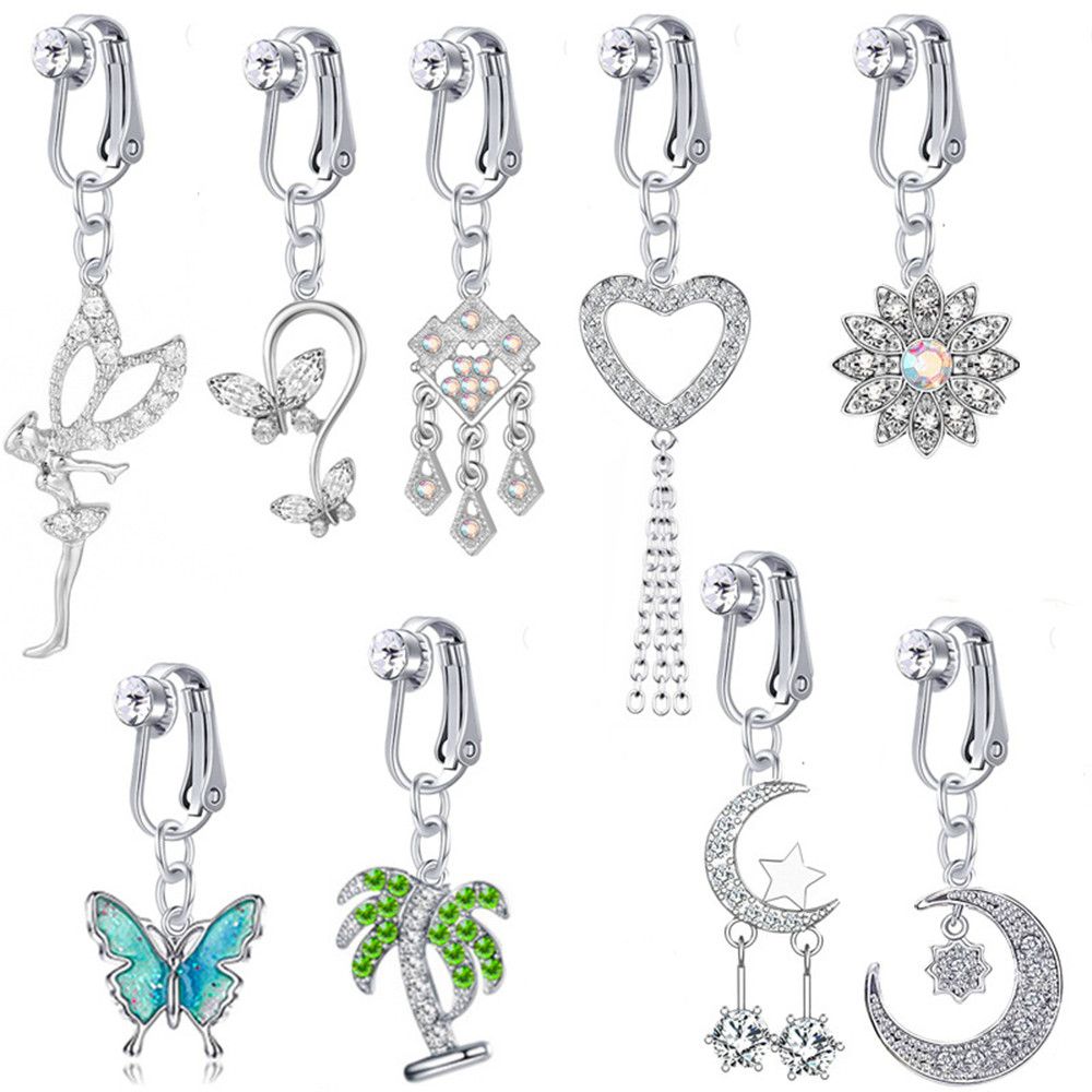 가짜 배꼽 나비 피어싱 하트 클립, 배꼽 가짜 피어싱  - Body Jewelry Cartilage Earrings 리뷰 및 가격