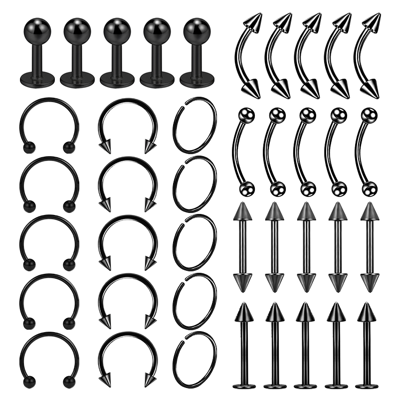 40PCS 외과 강철 바디 피어싱 쥬얼리 로트 대량 코 - Flat Back Labret Stud 리뷰 및 가격