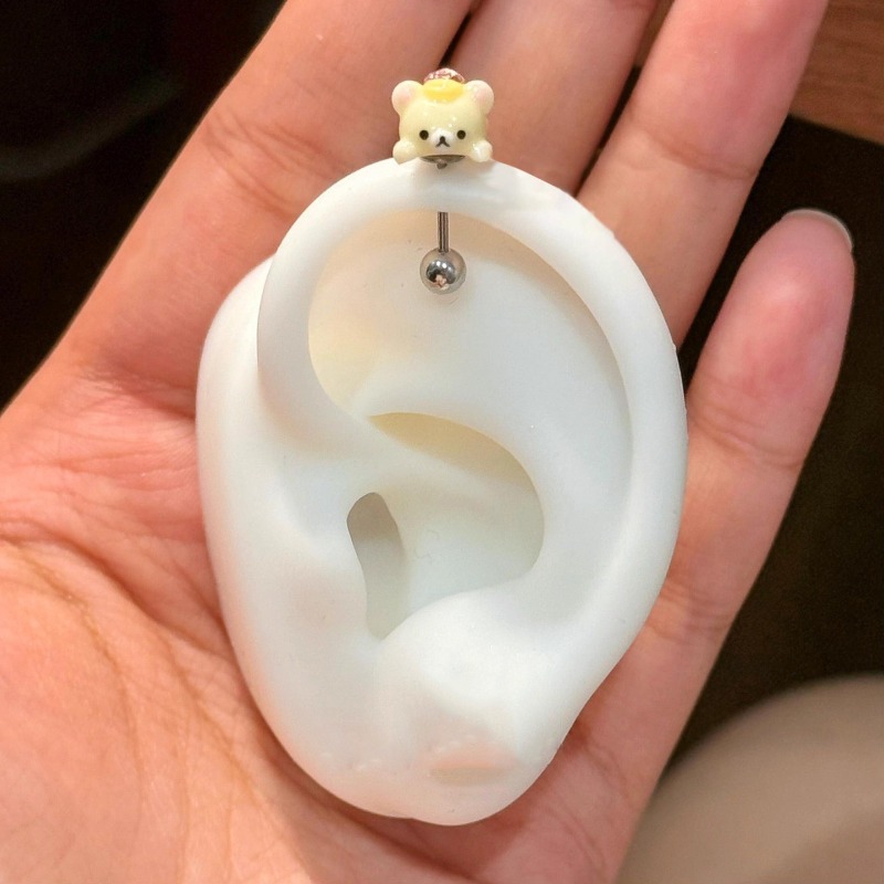 귀여운 리락쿠마 스터드 귀걸이 티타늄 스틸 만화 캐릭터 - Body Jewelry Lot 리뷰 및 가격