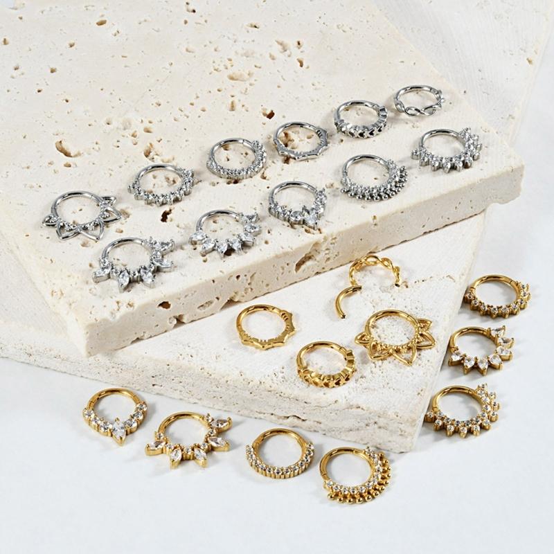 31BB 크리스탈 코 귀 연골 링 세련된 격막 링 스테 - Body Jewelry Cartilage Earrings 리뷰 및 가격