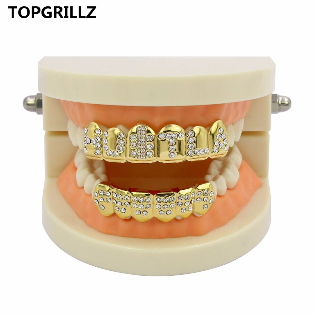 TOPGRILLZ-골드 컬러 도금 아이스 글자 CZ 스 - Body Jewelry Lot 리뷰 및 가격