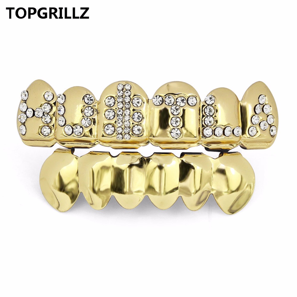 TOPGRILLZ-골드 컬러 도금 아이스 글자 CZ 스 - Body Jewelry Lot 리뷰 및 가격
