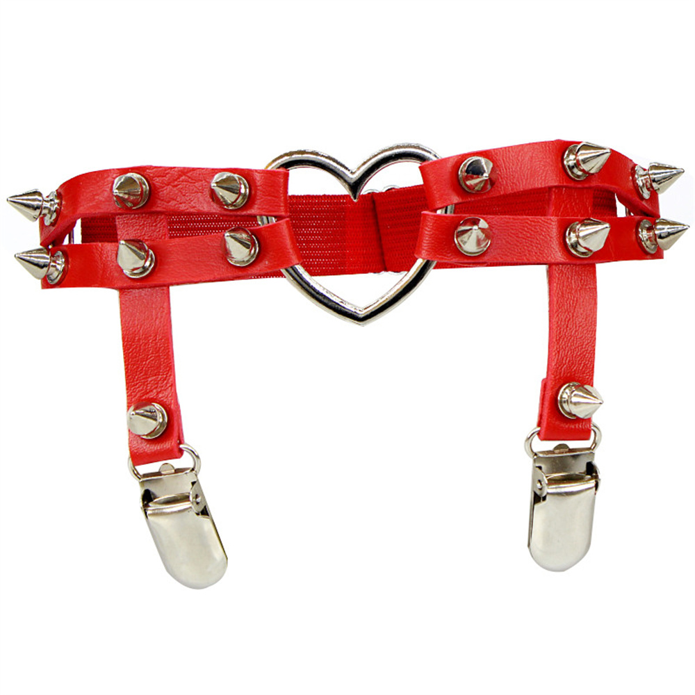 1Pcs 여성 펑크 고스 하트 PU 가죽 탄성 다리 반 - Body Jewelry Women 리뷰 및 가격
