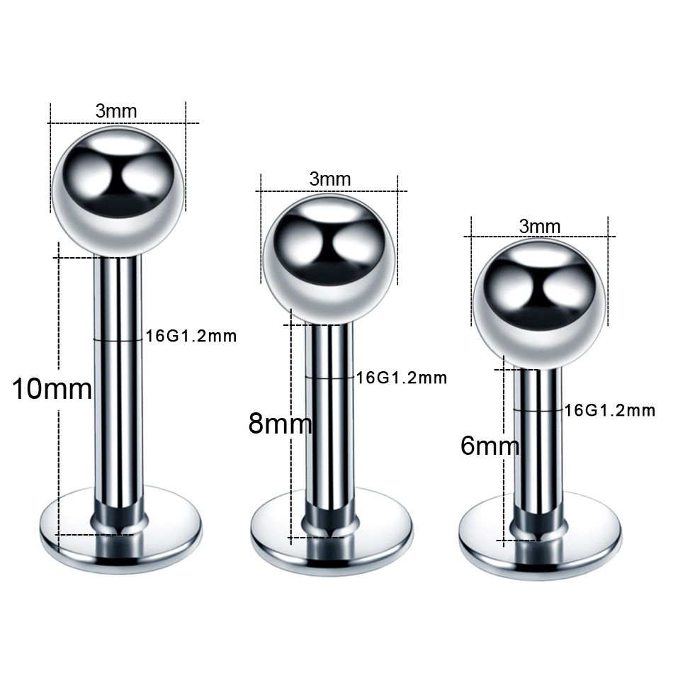 10 개/몫 스틸 16G Tragus 헬릭스 바 3mm - Flat Back Labret Stud 리뷰 및 가격