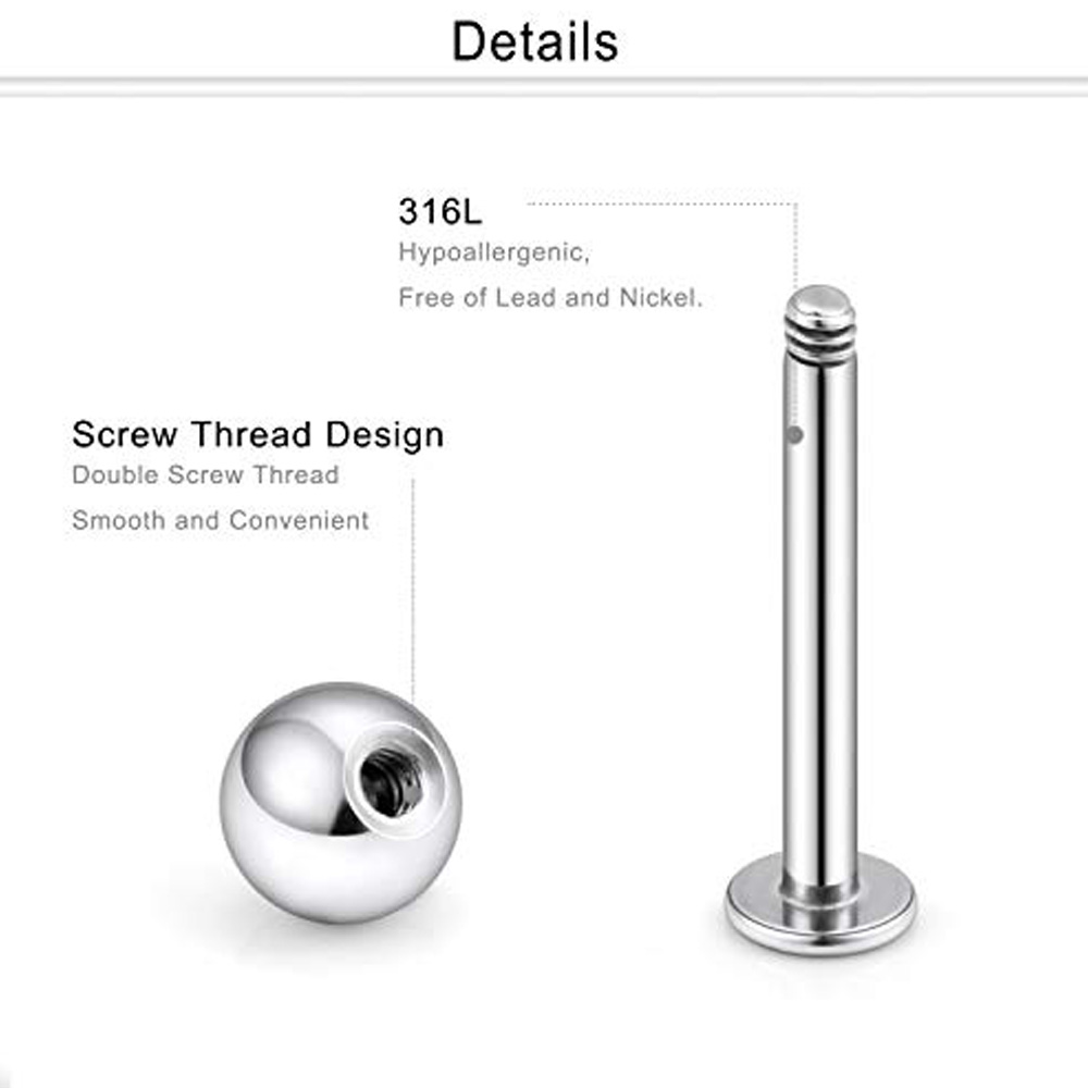 3pcs 16g Labret 스터드 립 링 Snakeb - Flat Back Labret Stud 리뷰 및 가격