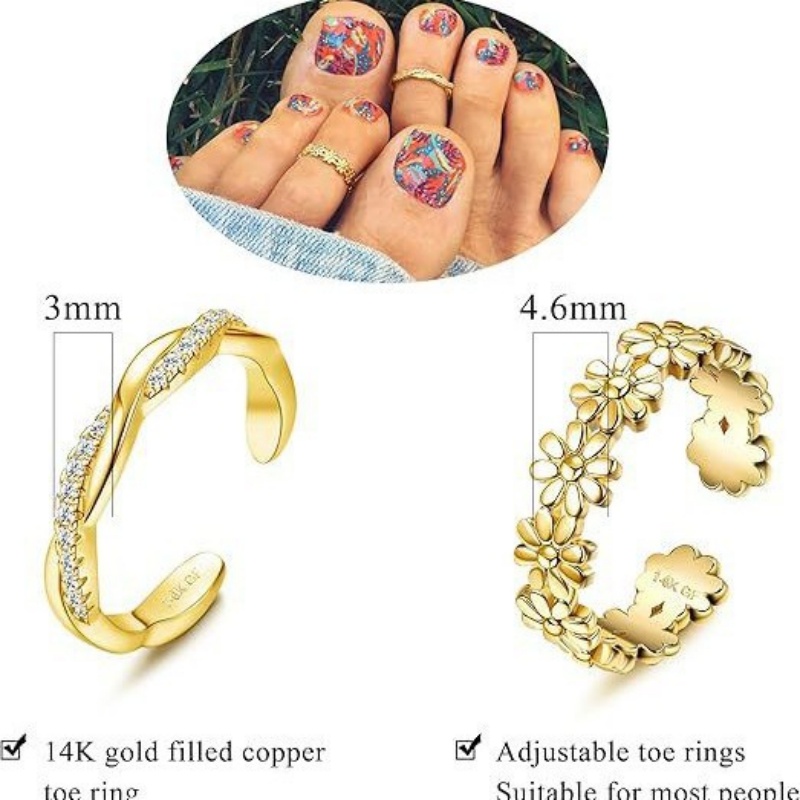 여성용 14K 금도금 조절 가능 지르콘 발찌 투피스 세 - Body Jewelry Lot 리뷰 및 가격