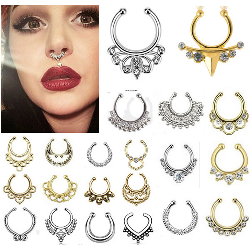 여성을 위한 코에 걸림 인도 크리스탈 패션 클립 후프  - Body Jewelry Indian 리뷰 및 가격