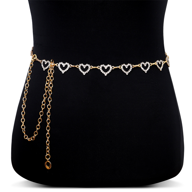 여성용 패션 라인스톤 하트 허리 체인, 조절 가능한 바 - Body Jewelry Women 리뷰 및 가격