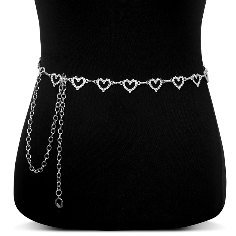 여성용 패션 라인스톤 하트 허리 체인, 조절 가능한 바 - Body Jewelry Women 리뷰 및 가격