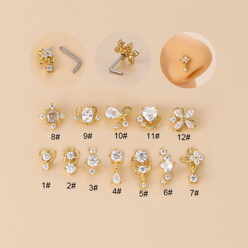 1PC 20G 316L 외과 스테인레스 스틸 CZ 매달 - Body Jewelry Indian 리뷰 및 가격