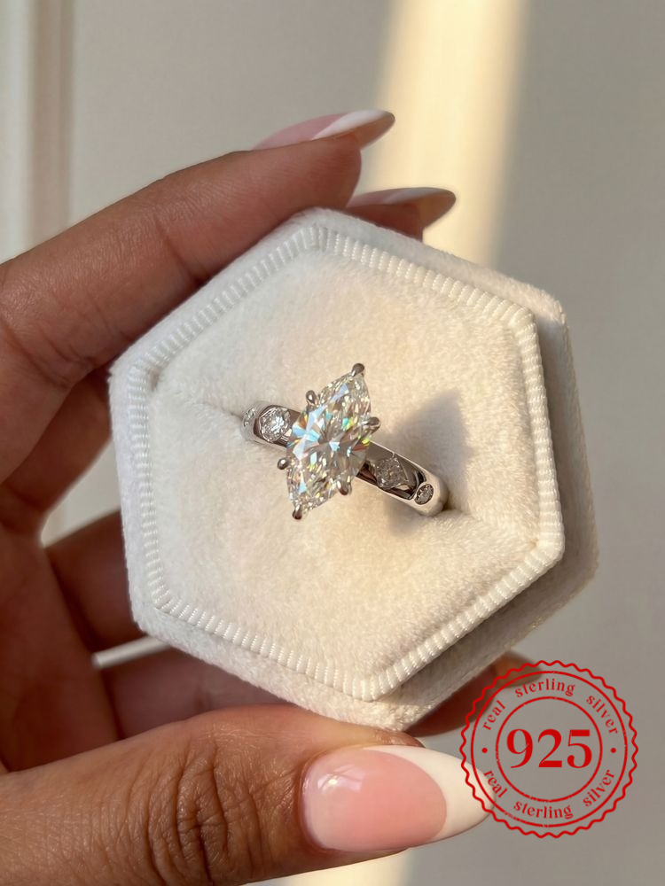 여성을위한 925 스털링 실버 패션 지르콘 마르퀴즈 반 - Body Jewelry High Quality 리뷰 및 가격