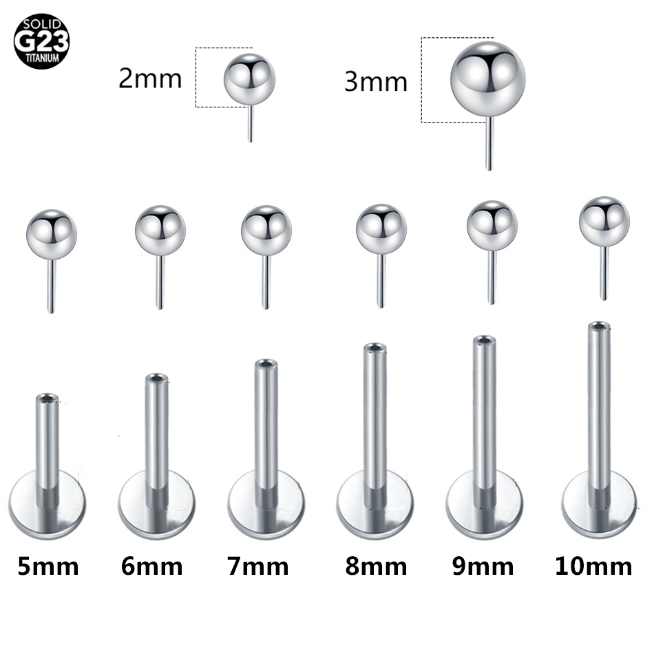 1/10pcs 티타늄 푸시 인 볼 Labret 피어싱  - Flat Back Labret Stud 리뷰 및 가격