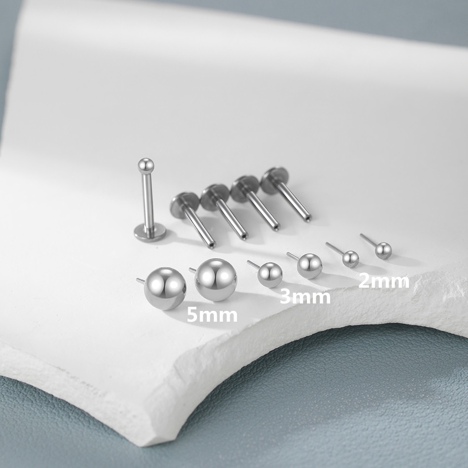 1/10pcs 티타늄 푸시 인 볼 Labret 피어싱  - Flat Back Labret Stud 리뷰 및 가격