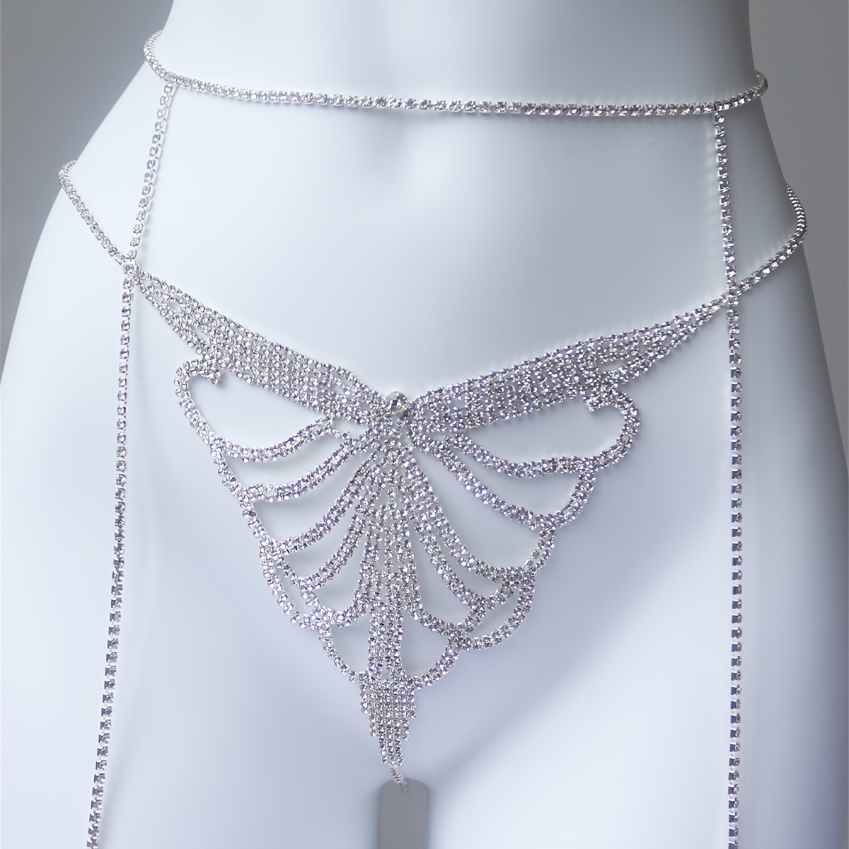 다층 라인석 반짝이는 허리 쥬얼리 T자형 바지 체인,  - Body Jewelry Waist Chains 리뷰 및 가격