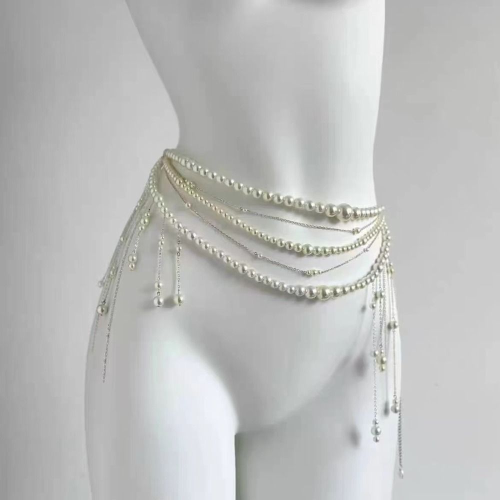 패션 우아한 진주 허리 체인 허리 액세서리 다용도 플로 - Body Jewelry Women 리뷰 및 가격