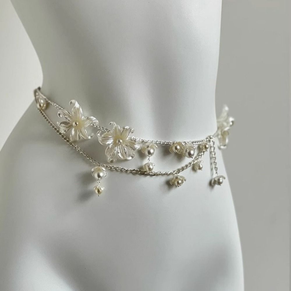 패션 우아한 진주 허리 체인 허리 액세서리 다용도 플로 - Body Jewelry Women 리뷰 및 가격