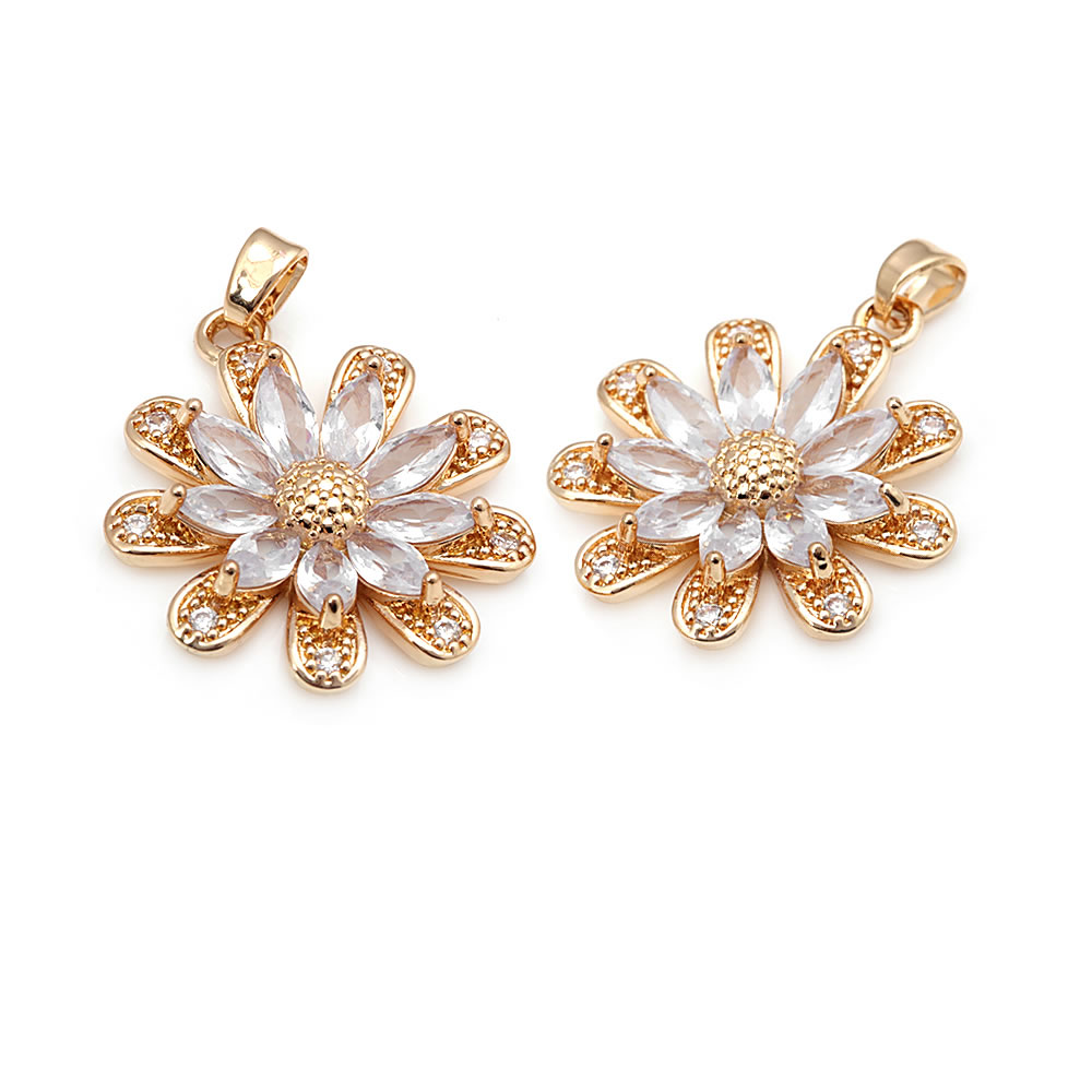 18K 골드 컬러 황동 해바라기 데이지 참 펜던트 고품 - Body Jewelry High Quality 리뷰 및 가격