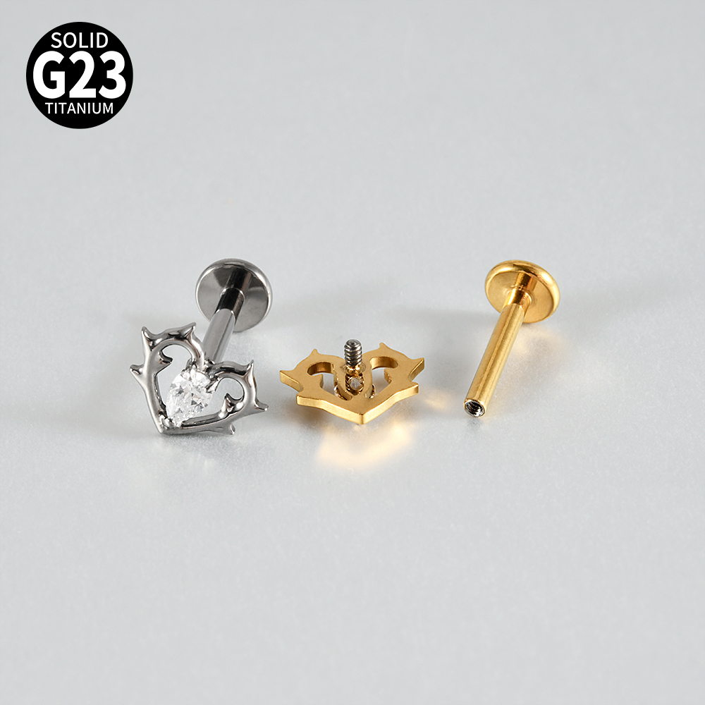 1개 CZ 크로스 워드 하트 라브렛 립 스터드 F-13 - Flat Back Labret Stud 리뷰 및 가격