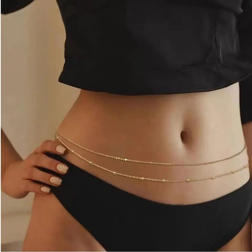 여성을위한 힙합 더블 레이어 배꼽 체인 Y2K 골드 컬 - Body Jewelry Women 리뷰 및 가격