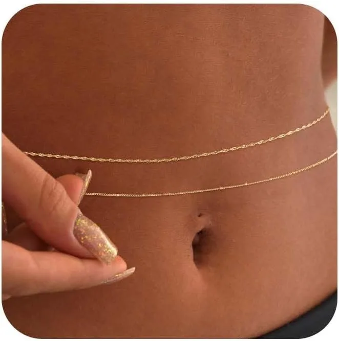 14k 금도금 26-33인치 조절 가능한 허리 비즈 체 - Body Jewelry By The Chain Gang 리뷰 및 가격