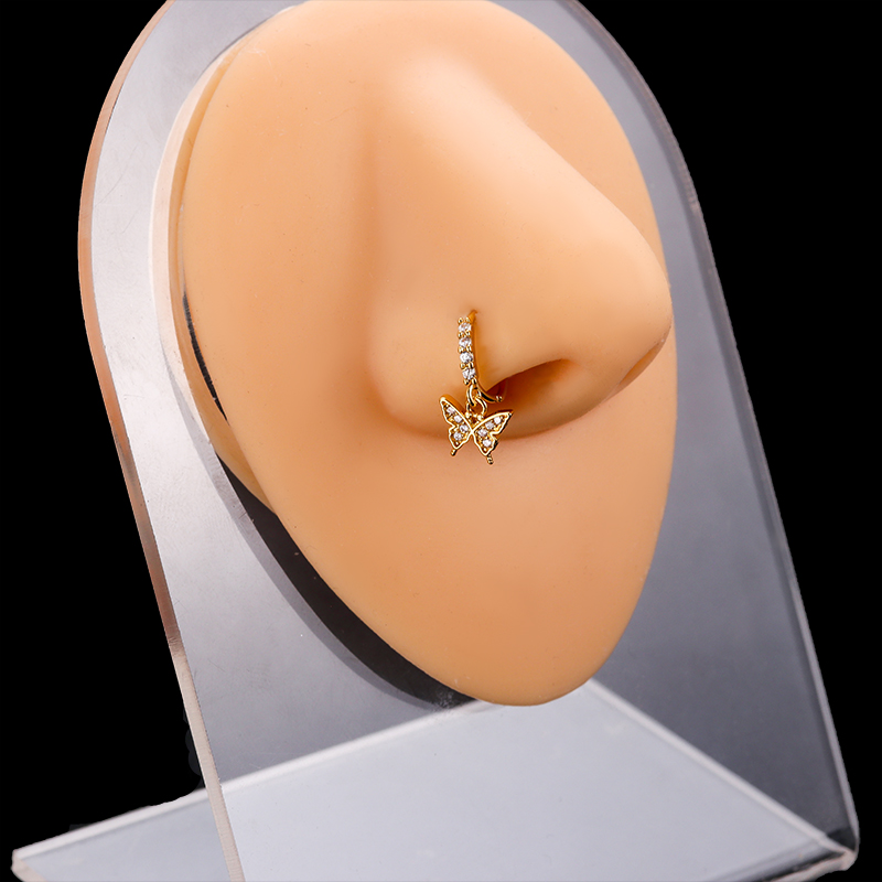 스테인리스 스틸 코 피어싱, CZ 나비 꽃 하트 펜던트 - Body Jewelry Indian 리뷰 및 가격