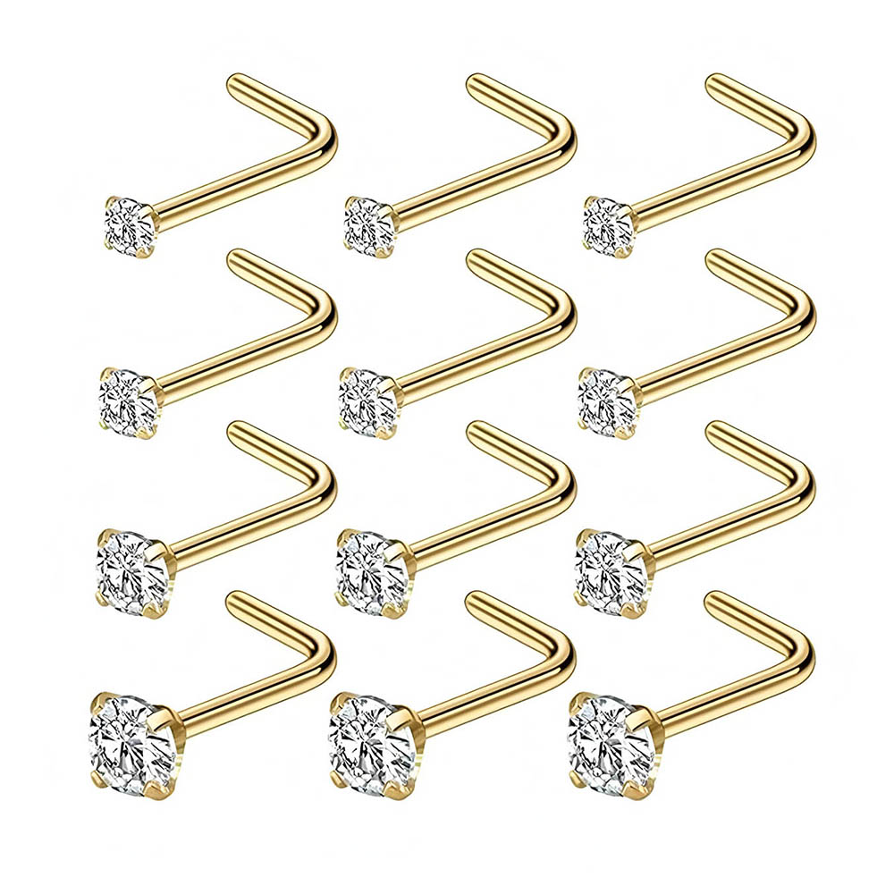 12피스 풀세트 316L 저자극성 L자형 코걸이 다양한 - Body Jewelry Lot 리뷰 및 가격