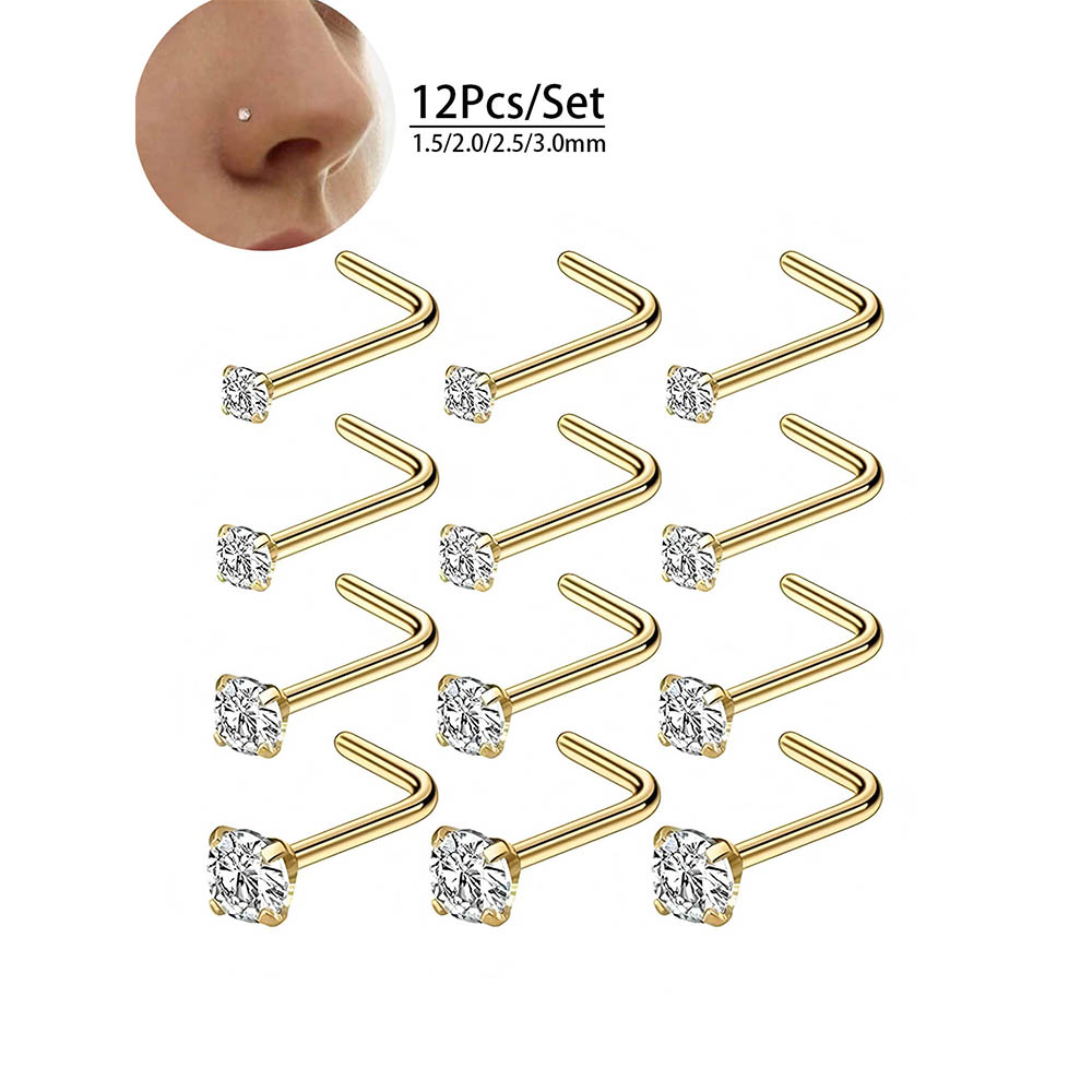 12피스 풀세트 316L 저자극성 L자형 코걸이 다양한 - Body Jewelry Lot 리뷰 및 가격