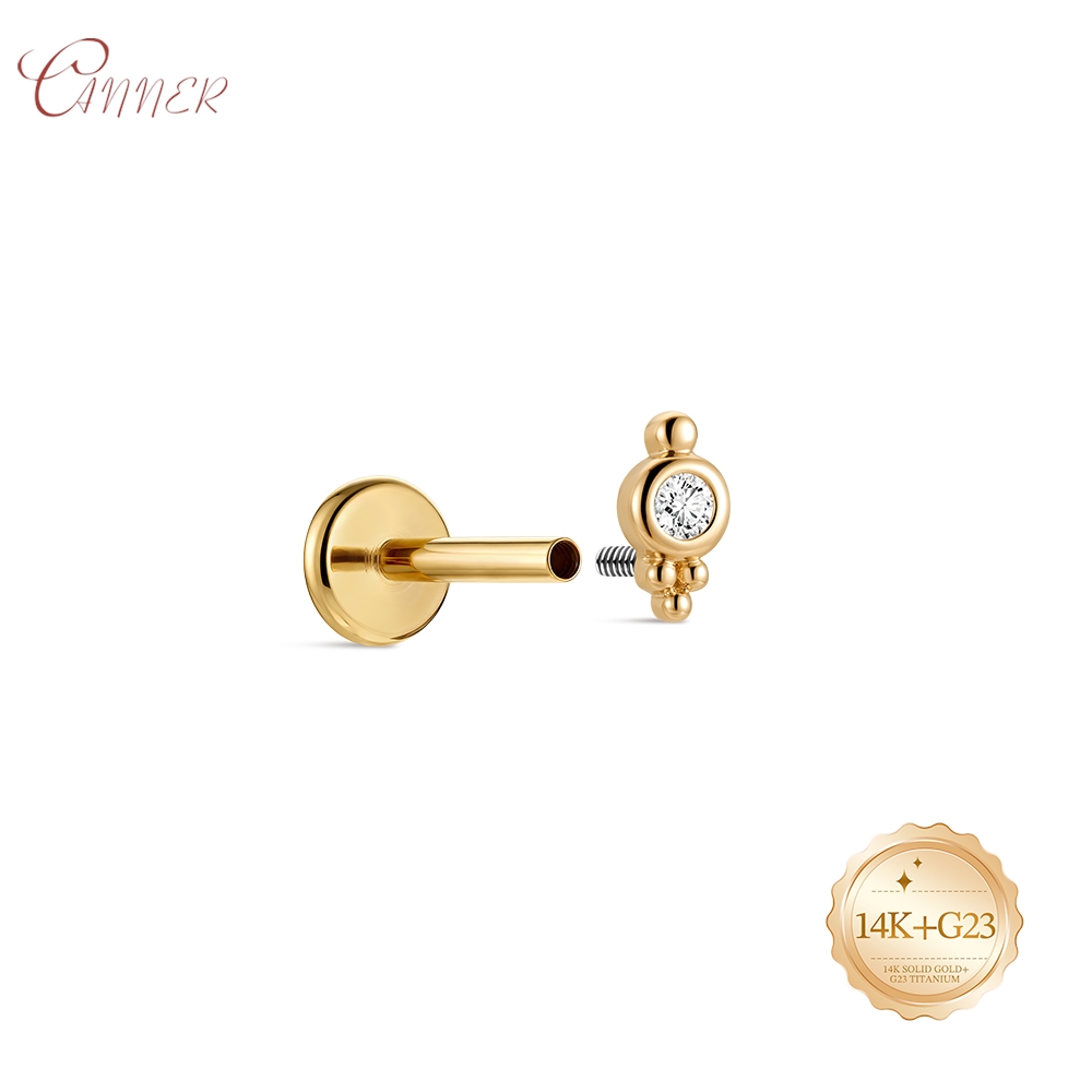 캐너 14K 솔리드 골드 내부 나사형 크리스탈 클러스터 - Body Jewelry Cartilage Earrings 리뷰 및 가격