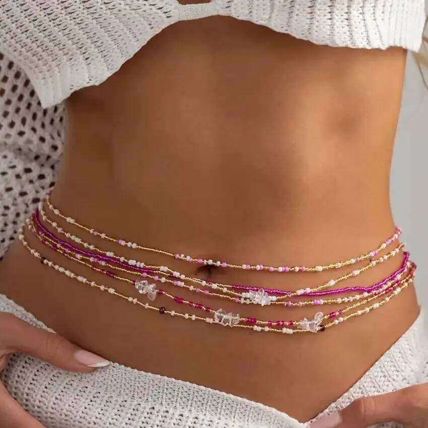 시신 6종 세트 보헤미안 스타일 화려한 쌀알 비즈 허리 - Body Jewelry Women 리뷰 및 가격