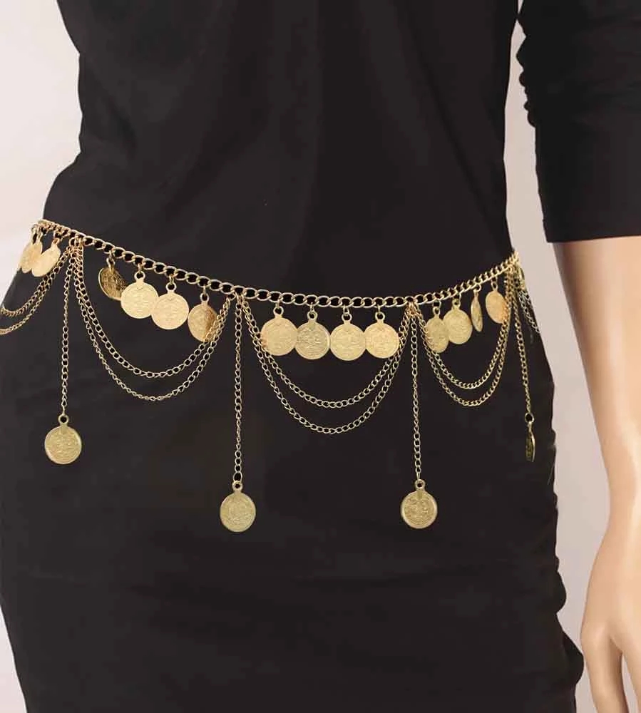 집시 부족 빈티지 골드 컬러 금속 동전 술 허리 배꼽  - Body Jewelry Indian 리뷰 및 가격